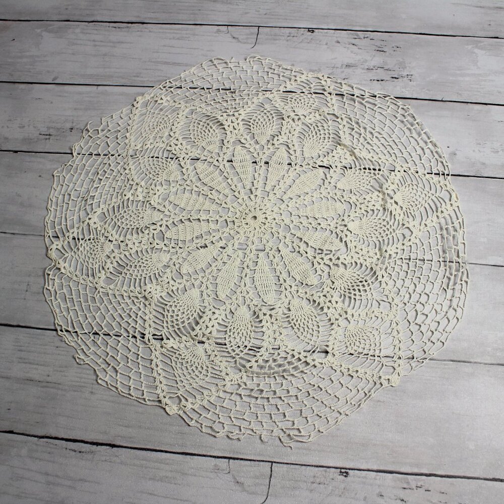 Vintage Handmade Crocheted Lace Doilie Round Cotton Needlework Doily